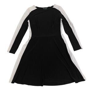 Lauren Ralph Lauren 12 Black White Colorblock Dress | Long Sleeve LBL, Stretch
